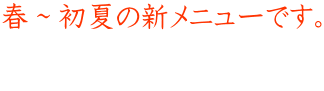 春〜初夏の新メニューです。